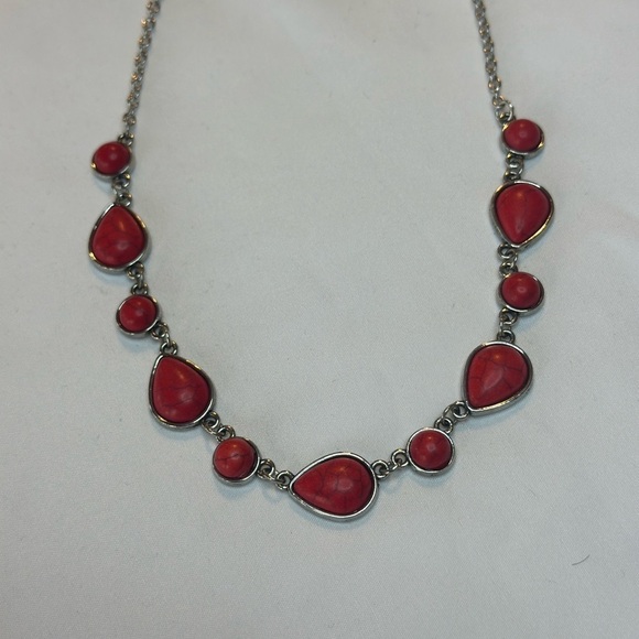 Red and Silver Women's Necklace - Picture 4 of 7
